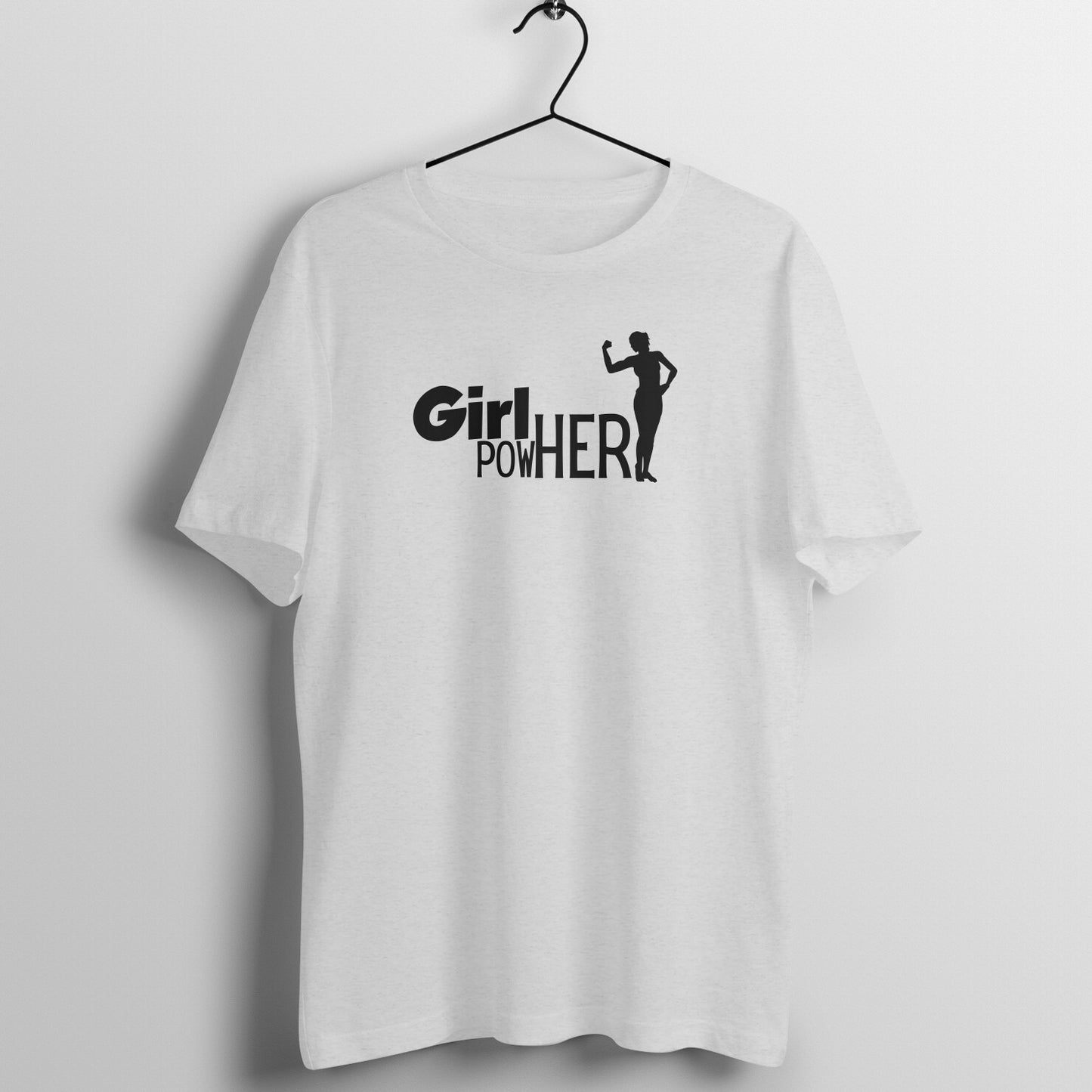 Melange Grey women's fitness t-shirt with "Girl Power" quote in black | 100% combed cotton, 180 GSM fabric | Fempowered
