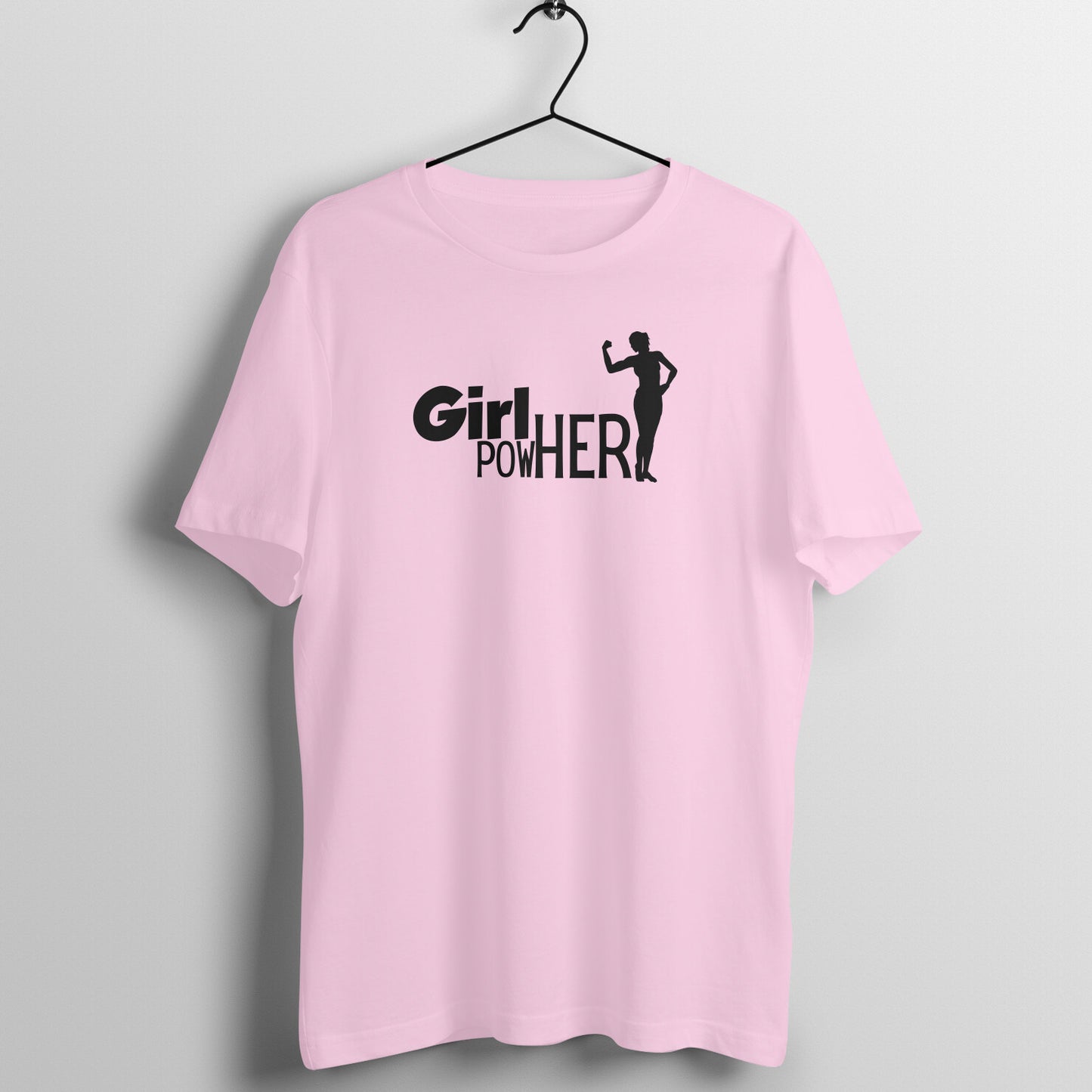Light Pink women's fitness t-shirt with "Girl Power" quote in black | 100% combed cotton, 180 GSM fabric | Fempowered