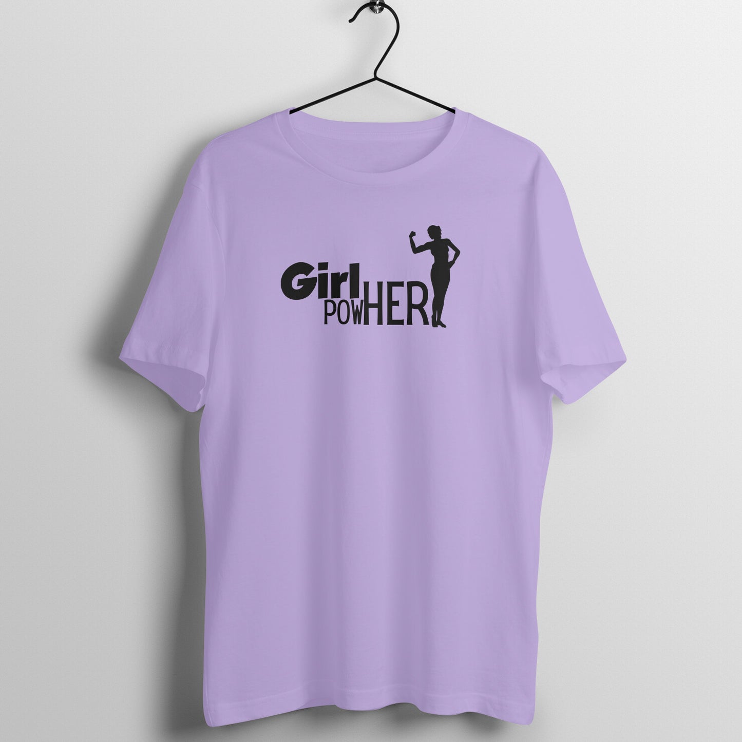 Iris Lavender women's fitness t-shirt with "Girl Power" quote in black | 100% combed cotton, 180 GSM fabric | Fempowered