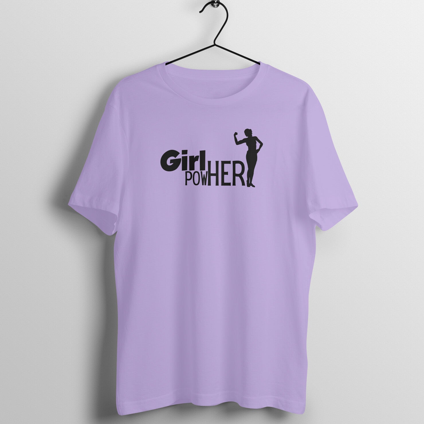 Iris Lavender women's fitness t-shirt with "Girl Power" quote in black | 100% combed cotton, 180 GSM fabric | Fempowered