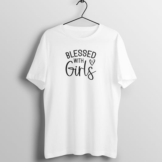 Blessed with girls - Women's Half Sleeve Cotton Tee | Mother's Day Gift | Mom T Shirt