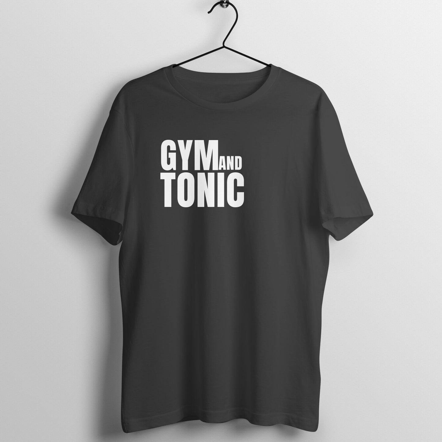 Black women's fitness t-shirt with "Gym and Tonic" quote in white | 100% combed cotton, 180 GSM fabric | Fempowered