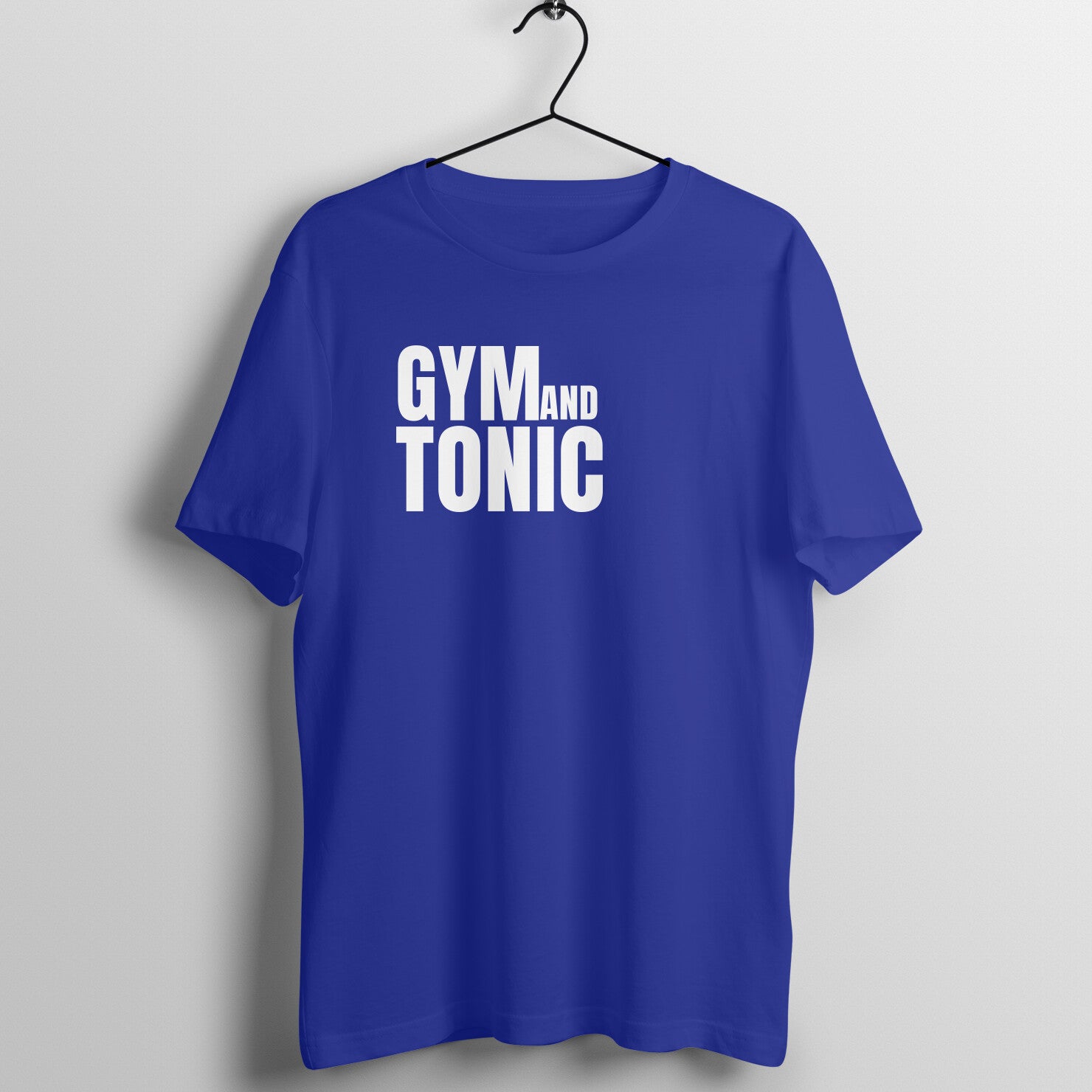 Royal Blue women's fitness t-shirt with "Gym and Tonic" quote in white | 100% combed cotton, 180 GSM fabric | Fempowered