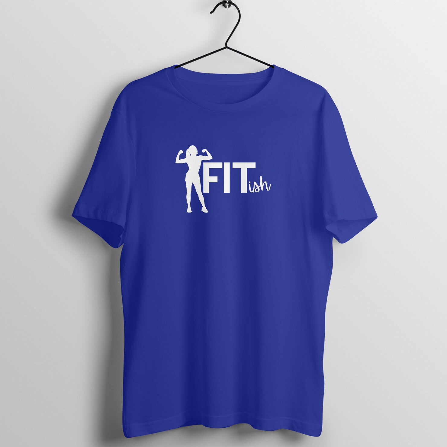 Royal Blue women's fitness t-shirt with "FITish" quote in white | 100% combed cotton, 180 GSM fabric | Fempowered