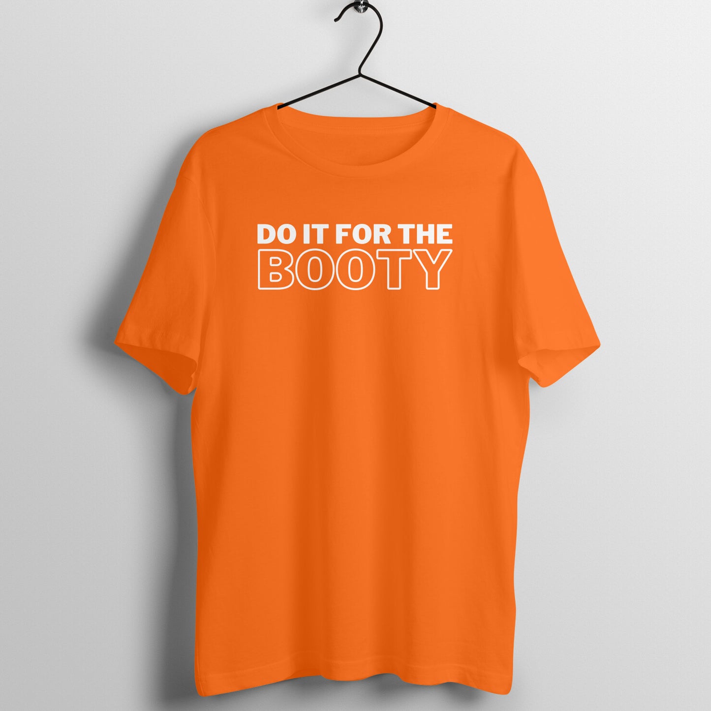 Orange women's fitness t-shirt with "Do It for the Booty" quote | 100% combed cotton, 180 GSM fabric | Fempowered