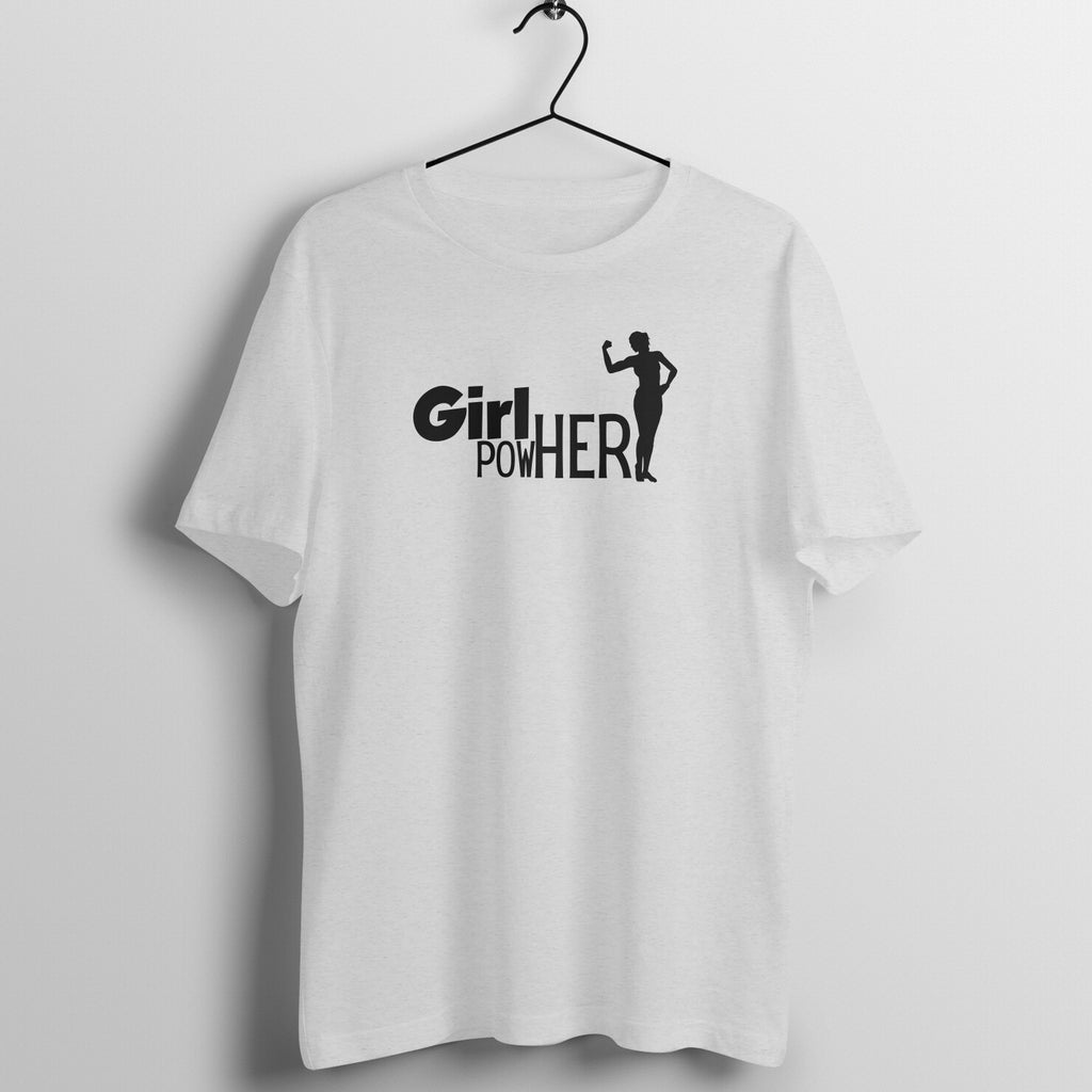 Melange Grey women's fitness t-shirt with "Girl Power" quote in black | 100% combed cotton, 180 GSM fabric | Fempowered