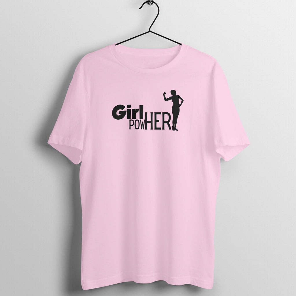 Light Pink women's fitness t-shirt with "Girl Power" quote in black | 100% combed cotton, 180 GSM fabric | Fempowered
