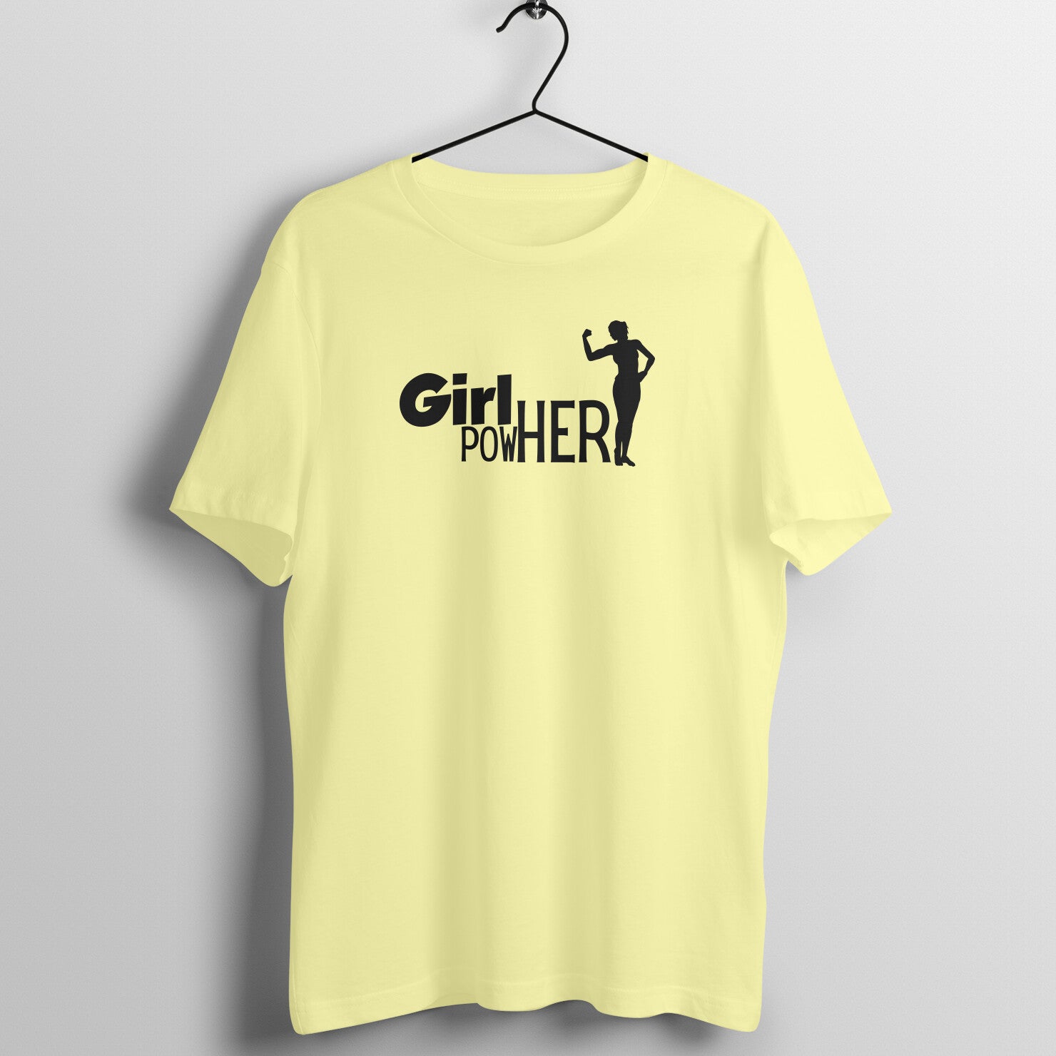 Butter Yellow women's fitness t-shirt with "Girl Power" quote in black | 100% combed cotton, 180 GSM fabric | Fempowered
