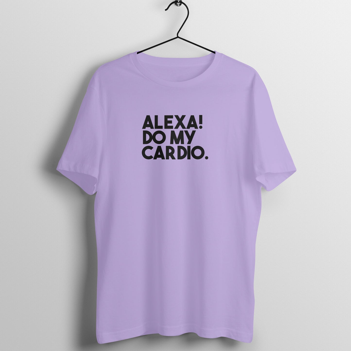 Iris Lavender women's fitness t-shirt with "Alexa Do My Cardio" quote | 100% combed cotton, 180 GSM fabric | Fempowered