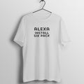 Melange Grey women's fitness t-shirt with "Alexa Install Six Pack" quote | 100% combed cotton, 180 GSM fabric | Fempowered