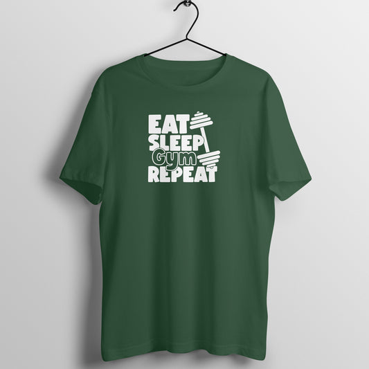 Olive Green "Eat Sleep Gym Repeat" Women's T-Shirt, fitness gym motivational tee, Fempowered brand.c