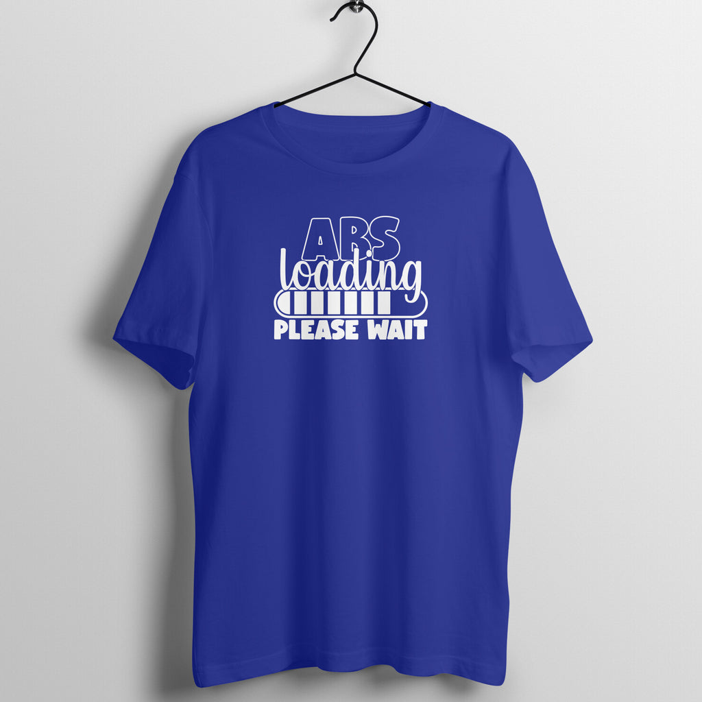 Royal Blue women's fitness t-shirt with "Abs Loading Please Wait" quote | 100% combed cotton, 180 GSM fabric | Fempowered