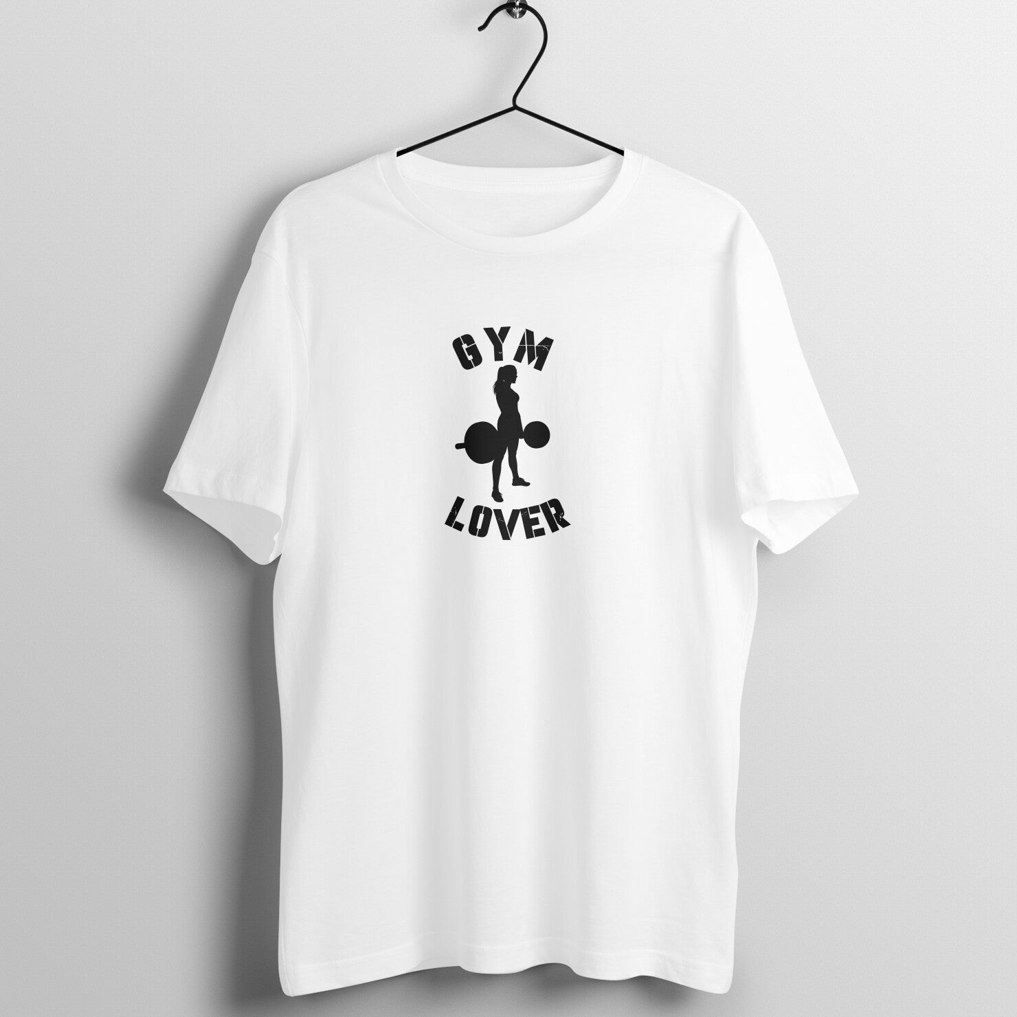 White women's fitness t-shirt with "Gym Lover" quote in black | 100% combed cotton, 180 GSM fabric | Fempowered