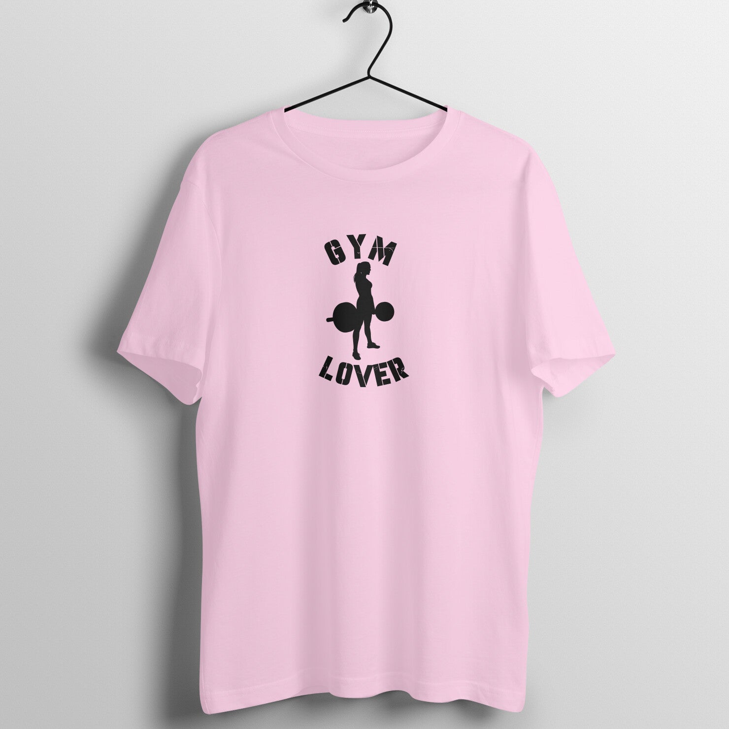 Light Pink women's fitness t-shirt with "Gym Lover" quote in black | 100% combed cotton, 180 GSM fabric | Fempowered