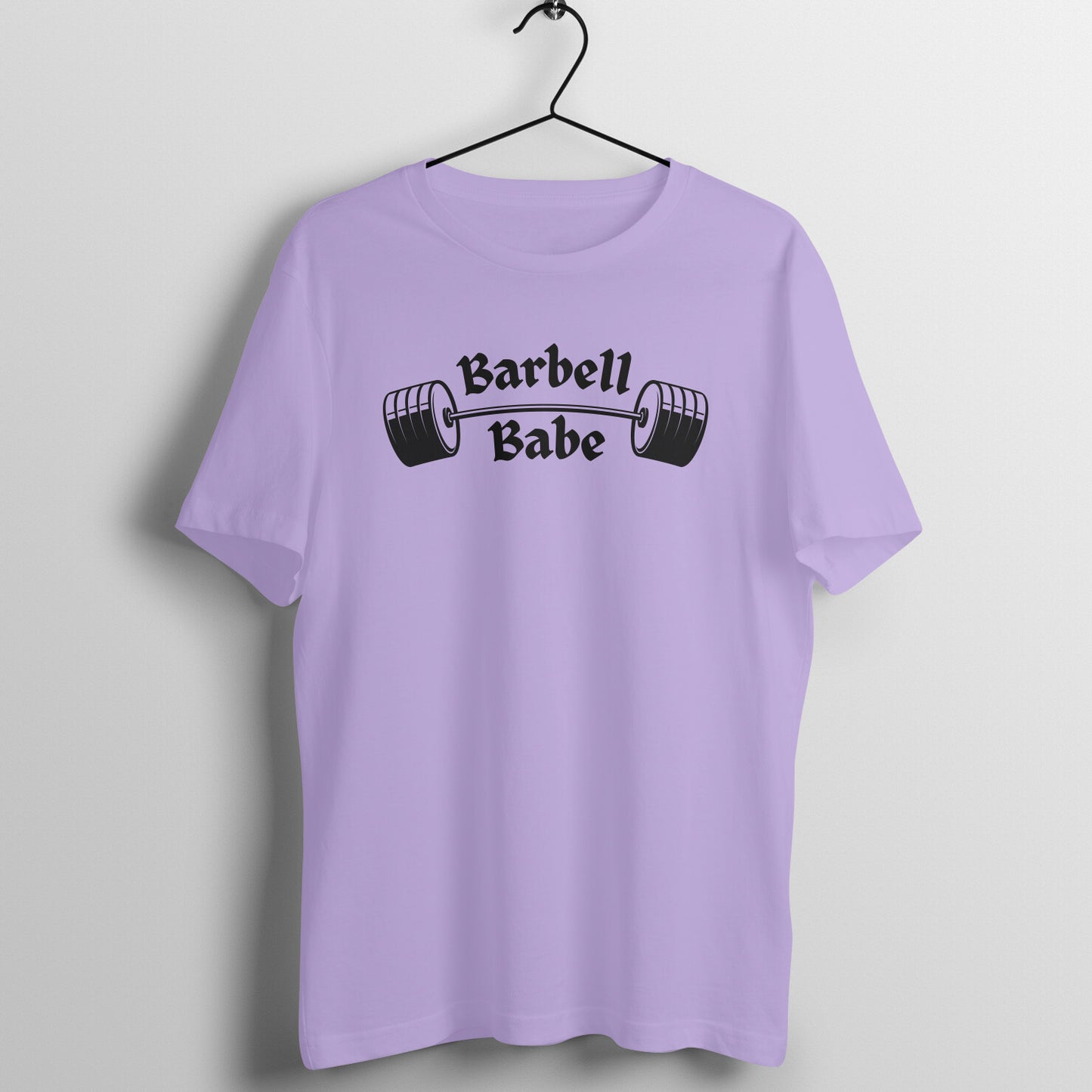 Iris Lavender women's fitness t-shirt with "Barbell Babe" quote | 100% combed cotton, 180 GSM fabric | Fempowered